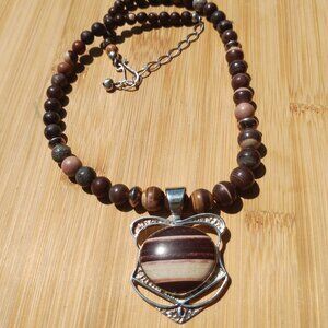 Jay King Sterling Silver Okapi Jasper Stone Pendant with Necklace